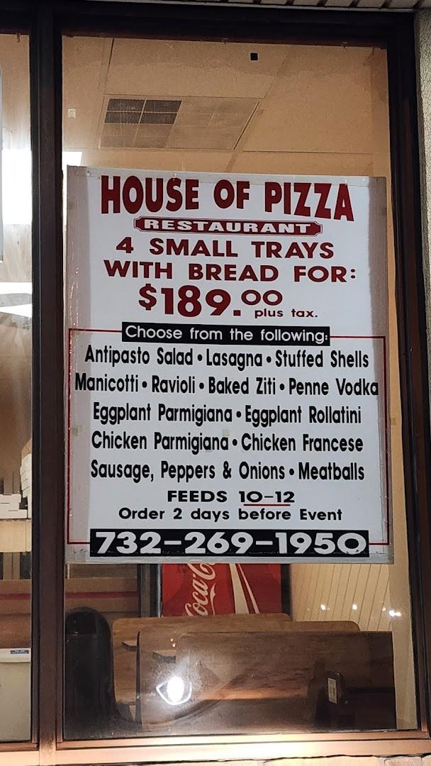 House of Pizza Menu